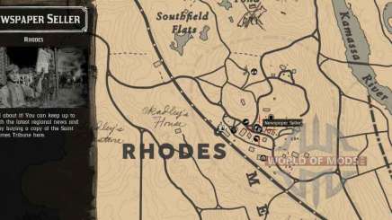 Vendedor de periódicos en Rodas-mapa detallado