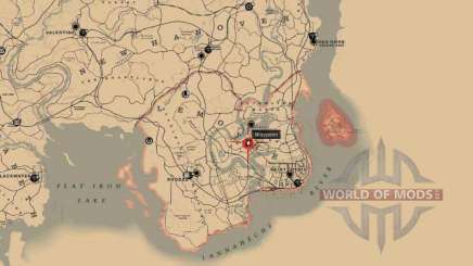 Mapa de la ubicación del libro de Hozia en RDR 2