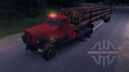 En la carretera de camiones KrAZ madera para Spin Tires