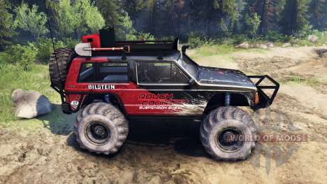Jeep Cherokee XJ v1.3 Rough Country red dirty para Spin Tires