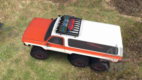 Chevrolet K5 Blazer 1975 6x6 orange and white para Spin Tires