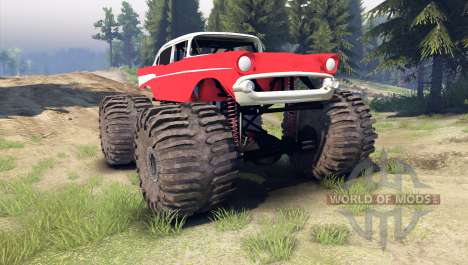 Chevrolet Bel Air 1955 Monster red para Spin Tires