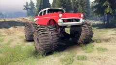 Chevrolet Bel Air 1955 Monster red para Spin Tires