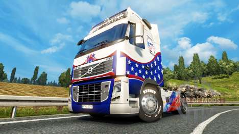La piel de las Estrellas & Rayas en un Volvo para Euro Truck Simulator 2
