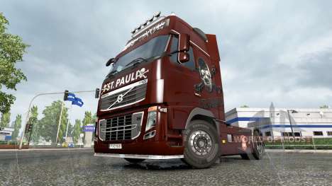 La piel FC San Pauli en un camión Volvo para Euro Truck Simulator 2