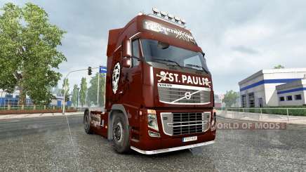 La piel FC San Pauli en un camión Volvo para Euro Truck Simulator 2