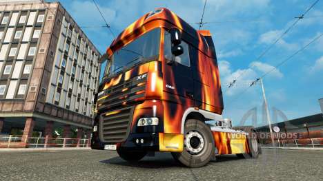 La piel de Incendio en el camión DAF para Euro Truck Simulator 2