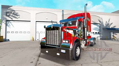 La piel de color Rojo en el camión Kenworth W900 para American Truck Simulator