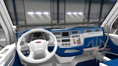 Blanco y azul, interior en un Peterbilt 579 para American Truck Simulator