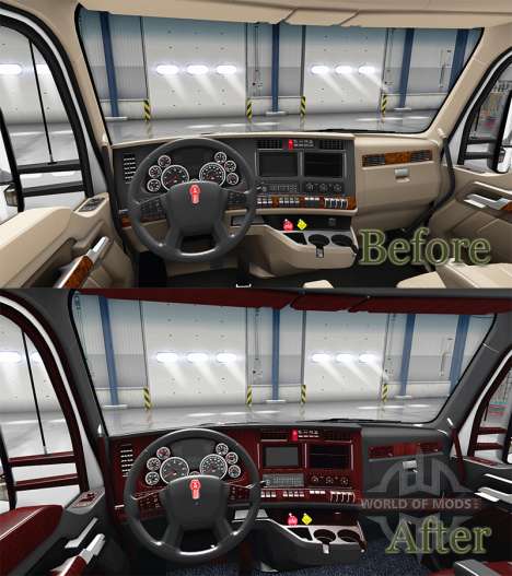 El Deluxe negro interior Kenworth T680 para American Truck Simulator