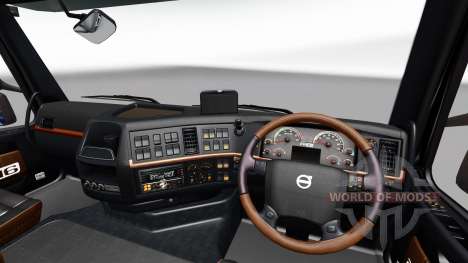 Negro y marrón, interior de la Volvo para Euro Truck Simulator 2