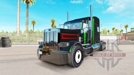 La piel es de color Negro Metálico Rayas en el Peterbilt tractor para American Truck Simulator