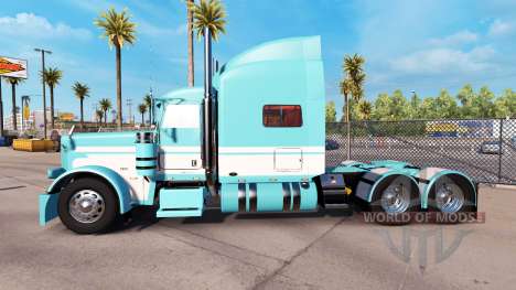 La piel Azul-Blanco para el camión Peterbilt 389 para American Truck Simulator