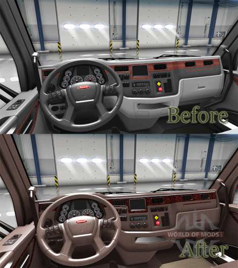 De lujo marrón interior Peterbilt 579 para American Truck Simulator
