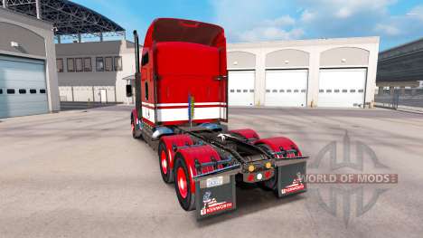 Piel Rojo-blanco-tractor Kenworth T800 para American Truck Simulator