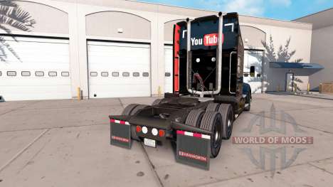 La piel de YouTube en un Kenworth tractor para American Truck Simulator