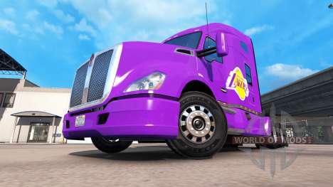 La piel de Los Angeles Lakers en el tractor Kenw para American Truck Simulator