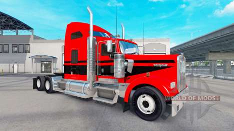 Piel Rojo-negro con rayas en el camión Kenworth  para American Truck Simulator