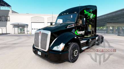 La piel Kawasaki Racing Team en un Kenworth tractor para American Truck Simulator