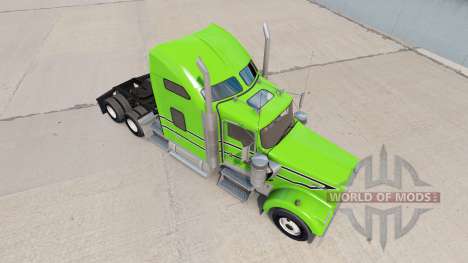 Piel Negra con rayas blancas en el camión Kenwor para American Truck Simulator