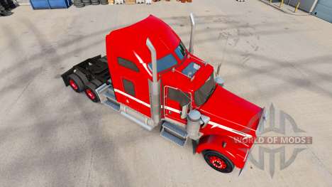 Piel Roja con Franja Blanca en el camión Kenwort para American Truck Simulator
