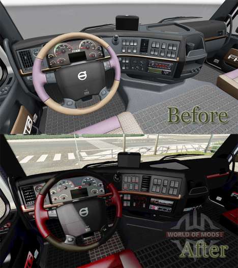 Negro y rojo interior Volvo para Euro Truck Simulator 2