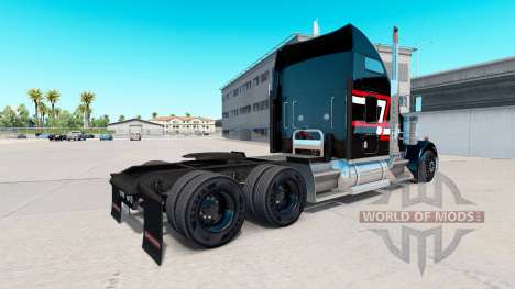 Piel Roja con rayas blancas en el camión Kenwort para American Truck Simulator
