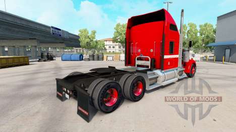 Piel Roja con Franja Blanca en el camión Kenwort para American Truck Simulator