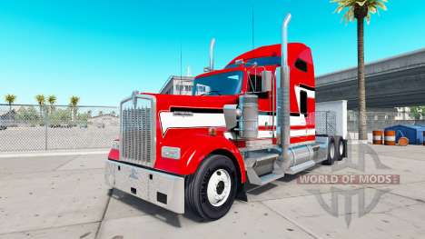 La piel de color Rojo y Blanco en el camión Kenw para American Truck Simulator