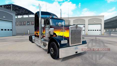 La piel de la puesta de sol en el camión Kenwort para American Truck Simulator