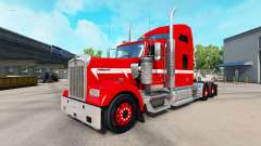 Piel Roja con Franja Blanca en el camión Kenworth para American Truck Simulator