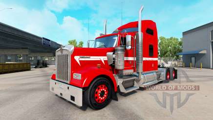 Piel Roja con Franja Blanca en el camión Kenworth para American Truck Simulator