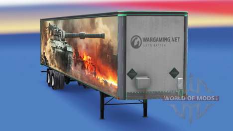 La piel de World of Tanks en el remolque para American Truck Simulator