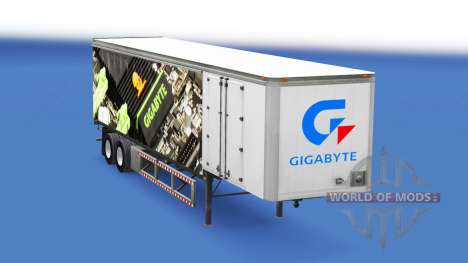 La piel de Gigabyte en una cortina semi-remolque para American Truck Simulator