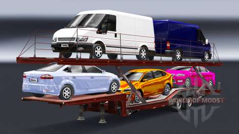 Semi remolque-carro transportador con Audi y For para Euro Truck Simulator 2