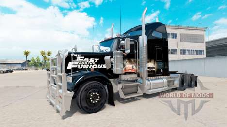 La piel de Rápido y Furioso en el camión Kenwort para American Truck Simulator