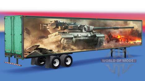 La piel de World of Tanks en el remolque para American Truck Simulator