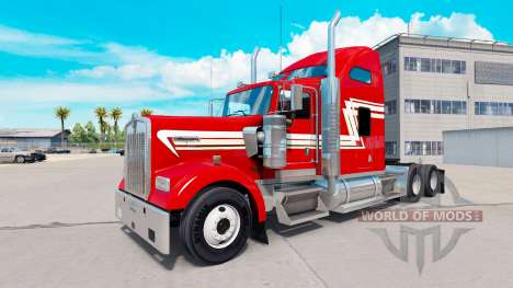 La piel de color Rojo y Crema en el camión Kenwo para American Truck Simulator
