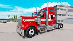 La piel de color Rojo y Crema en el camión Kenworth W900 para American Truck Simulator