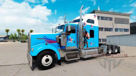 La piel del Capitán América en el camión Kenworth W900 para American Truck Simulator