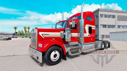 La piel de color Rojo y Crema en el camión Kenworth W900 para American Truck Simulator