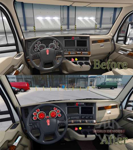 El color rojo de los dispositivos en un Kenworth para American Truck Simulator