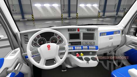 El interior es de color Blanco y Azul para Kenwo para American Truck Simulator