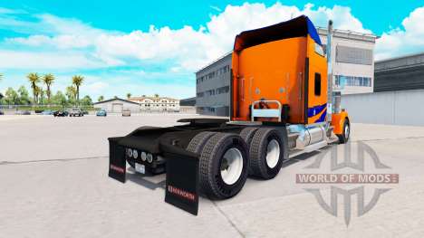 Скин Azul Rayas en Naranja на Kenworth W900 para American Truck Simulator