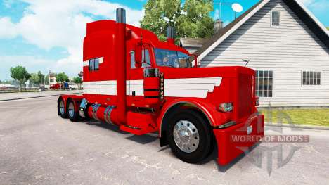 Скин Rayas Blancas en Pintura Roja на Peterbilt  para American Truck Simulator