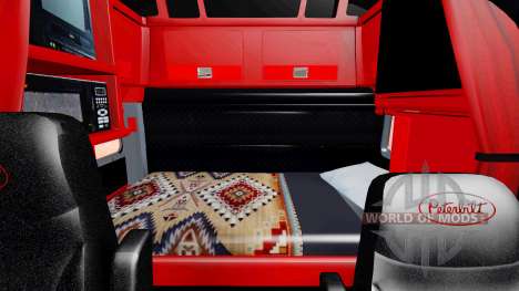 El interior es de color Rojo y Negro Peterbilt 3 para American Truck Simulator