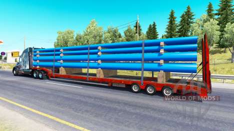 Baja de barrido con un cargamento de tubos para American Truck Simulator