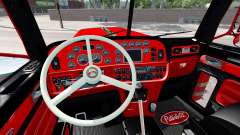 El interior es de color Rojo y Negro Peterbilt 389 para American Truck Simulator