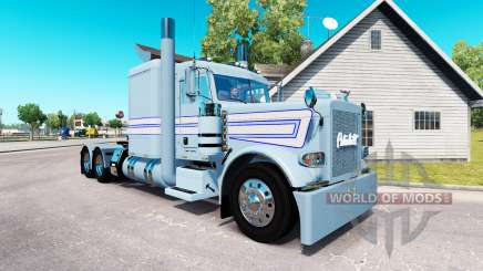 Piel blanco-Azul de las franjas por el camión Peterbilt 389 para American Truck Simulator