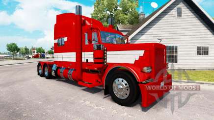 Скин Rayas Blancas en Pintura Roja на Peterbilt 389 para American Truck Simulator